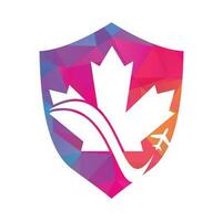 diseño del logotipo del vector de viaje de canadá. concepto de diseño del logotipo del vector de aviación canadiense.