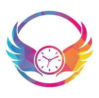 Wing Time Logo Template Design Vector. wings clock logo vector design.