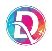 Letter D Air Travel Logo Design Template. D letter and plane logo design icon vector. vector