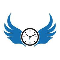 Wing Time Logo Template Design Vector. wings clock logo vector design.