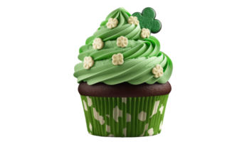 Saint Patrick's Day green cupcake isolated on Transparent background, png