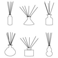 Home aromatherapy vector set. diffusers with sticks