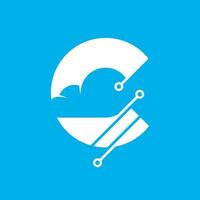 C logo, letter based. cloud computing icon vector