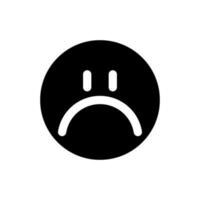 Sad face black glyph ui icon. Feelings expression. Unsatisfied client. User interface design. Silhouette symbol on white space. Solid pictogram for web, mobile. Isolated vector illustration