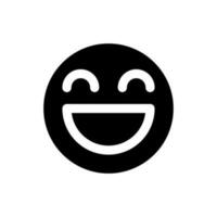 Laughing face black glyph ui icon. Feelings expression. Online communication. User interface design. Silhouette symbol on white space. Solid pictogram for web, mobile. Isolated vector illustration
