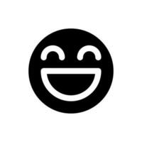 Laughing face black glyph ui icon. Feelings expression. Online communication. User interface design. Silhouette symbol on white space. Solid pictogram for web, mobile. Isolated vector illustration