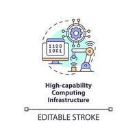 High capability computing infrastructure concept icon. Governmental IT funding abstract idea thin line illustration. Isolated outline drawing. Editable stroke vector