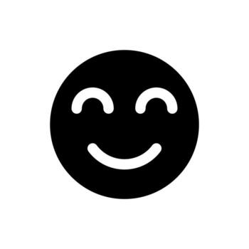 Contented face black glyph ui icon. Pleased and relaxed. Optimistic mood. User interface design. Silhouette symbol on white space. Solid pictogram for web, mobile. Isolated vector illustration
