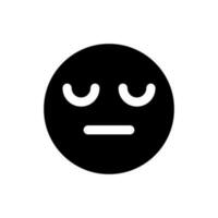 Sleepy face black glyph ui icon. Indifferent emotion. Feelings expression. User interface design. Silhouette symbol on white space. Solid pictogram for web, mobile. Isolated vector illustration