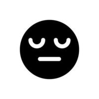 Sleepy face black glyph ui icon. Indifferent emotion. Feelings expression. User interface design. Silhouette symbol on white space. Solid pictogram for web, mobile. Isolated vector illustration