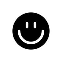 Smiling face black glyph ui icon. Feelings expression. Positive mood. User interface design. Silhouette symbol on white space. Solid pictogram for web, mobile. Isolated vector illustration