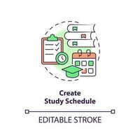 Create study schedule concept icon. Homeschooling. Academic improvement. Action plan. Time management. Academic success abstract idea thin line illustration. Isolated outline drawing. Editable stroke vector