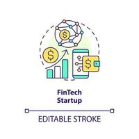 FinTech startup concept icon. Financial system digitization. Best foundation industry abstract idea thin line illustration. Isolated outline drawing. Editable stroke vector