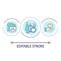 Full time assistance loop concept icon. Medical help for patients with disability. Home healthcare abstract idea thin line illustration. Isolated outline drawing. Editable stroke vector