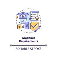 Academic requirements concept icon. Employee training. Higher education. Education assistance. Graduation degree abstract idea thin line illustration. Isolated outline drawing. Editable stroke vector