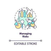 Managing risks concept icon. Events prediction. Venture capital financing benefit abstract idea thin line illustration. Isolated outline drawing. Editable stroke vector