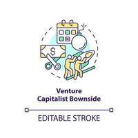 Venture capitalist downside concept icon. Interest growth. IT fundraising tip abstract idea thin line illustration. Isolated outline drawing. Editable stroke vector