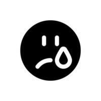 Crying face black glyph ui icon. Depressed face. Emotional expression. User interface design. Silhouette symbol on white space. Solid pictogram for web, mobile. Isolated vector illustration