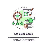 Set clear goals concept icon. Increase performance. Student progress. Education strategy. Academic achievement abstract idea thin line illustration. Isolated outline drawing. Editable stroke vector