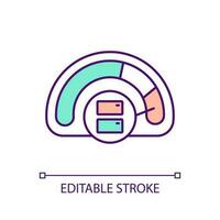 Meter showing dangerous level RGB color icon. Scale with sectors for data control. Industrial equipment for measurement. Isolated vector illustration. Simple filled line drawing. Editable stroke