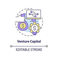 Venture capital concept icon. Money investment. Tech startup financing option abstract idea thin line illustration. Isolated outline drawing. Editable stroke vector