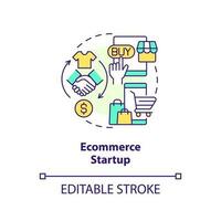 Ecommerce startup concept icon. Online retail development. Best foundation industry abstract idea thin line illustration. Isolated outline drawing. Editable stroke vector