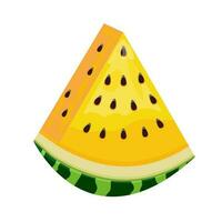 ellow Watermelon slice. Fruit illustration for farm market menu. Healthy food design vector