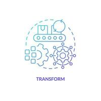 Transform blue gradient concept icon. Efficiency improvement. Converting internal to external abstract idea thin line illustration. Isolated outline drawing vector