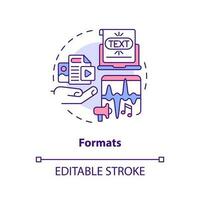 Formats concept icon. Content for page. Social media advertising benefit abstract idea thin line illustration. Isolated outline drawing. Editable stroke vector