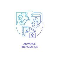 Advance preparation blue gradient concept icon. Changeover time. Convert internal elements into external abstract idea thin line illustration. Isolated outline drawing vector