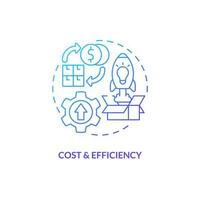 Cost and efficiency blue gradient concept icon. SMED benefit. Expense reduction. Quick changeover abstract idea thin line illustration. Isolated outline drawing vector