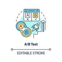 A B test concept icon. Different versions of ads. Social media advertising tip abstract idea thin line illustration. Isolated outline drawing. Editable stroke vector