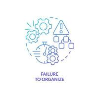 Failure to organize blue gradient concept icon. SMED related pitfall. Inefficient process abstract idea thin line illustration. Isolated outline drawing vector