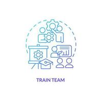 Train team blue gradient concept icon. Time reduction. Increase productivity. Coaching employees abstract idea thin line illustration. Isolated outline drawing vector