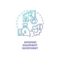 Avoiding equipment investment blue gradient concept icon. Cost savings. Capacity limitations abstract idea thin line illustration. Isolated outline drawing vector
