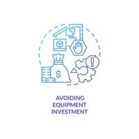 Avoiding equipment investment blue gradient concept icon. Cost savings. Capacity limitations abstract idea thin line illustration. Isolated outline drawing vector