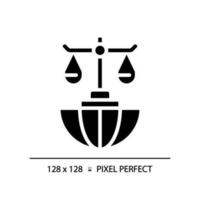 International law pixel perfect RGB color icon. Countries interaction regulation. Legal rules of states relationship. Silhouette symbol on white space. Solid pictogram. Vector isolated illustration