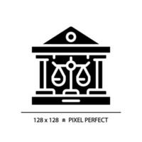 Corte píxel Perfecto rgb color icono. gobierno Servicio para legal decisiones juicio procesos en palacio de justicia. silueta símbolo en blanco espacio. sólido pictograma. vector aislado ilustración