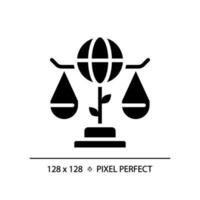 Environmental law pixel perfect RGB color icon. Protecting natural ecosystems with legal rules. Global regulation. Silhouette symbol on white space. Solid pictogram. Vector isolated illustration