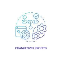 Changeover process blue gradient concept icon. Setup time. Manufacturing equipment. SMED methodology abstract idea thin line illustration. Isolated outline drawing vector