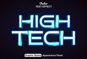 hightech text effect blue color graphic style and editable. vector