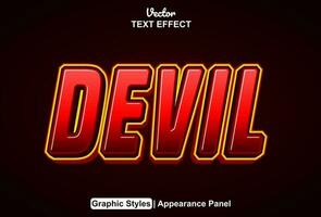 devil text effect with red graphic style and editable. vector