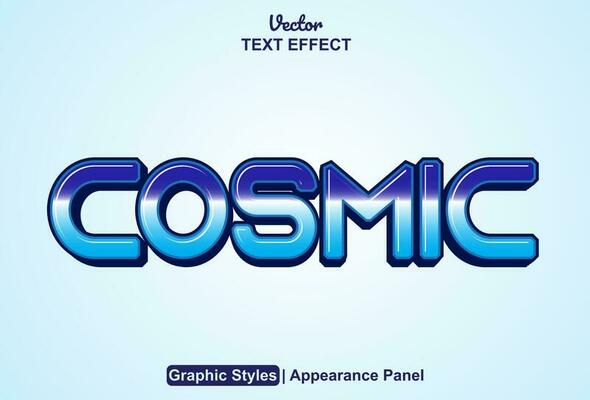 cosmic text effect with blue color graphic style and editable.