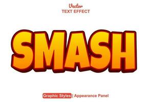 smash text effect with orange graphic style and editable. vector