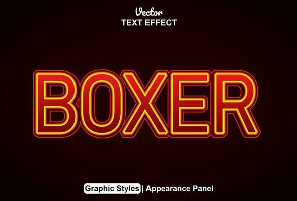 boxer text effect with red graphic style and editable.