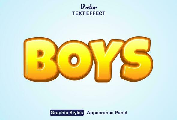 Printboys text effect with orange graphic style and editable.