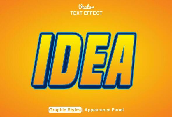 idea text effect with orange graphic style and editable.