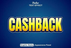 cash back text effect with orange graphic style and editable. vector