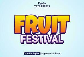 fruit festival text effect with orange color graphic style and editable. vector