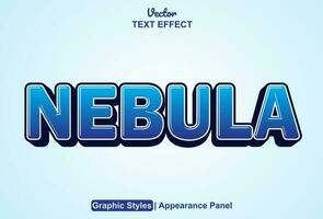 nebula text effect with blue color graphic style and editable. vector